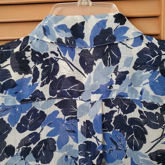 Chaps multi blue color floral blouse - Picture 3 of 5